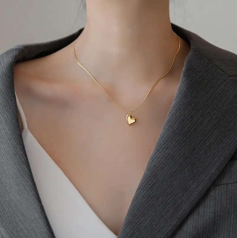 Nude Heart Necklace 18K Gold Plated Women's Collarbone Chain