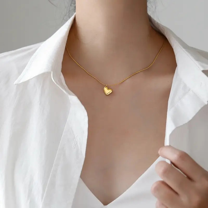 Nude Heart Necklace 18K Gold Plated Women's Collarbone Chain