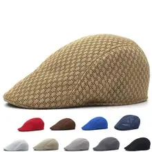 Men's Cotton Flat Cap Adjustable Strap Solid Brown — feature 25