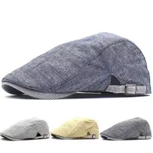 Men's Cotton Flat Cap Adjustable Strap Solid Brown — feature 31