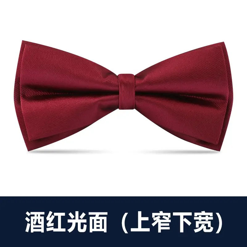 Men's Double Tie Groom Bow Set Wine Red Black Wedding - Image 13