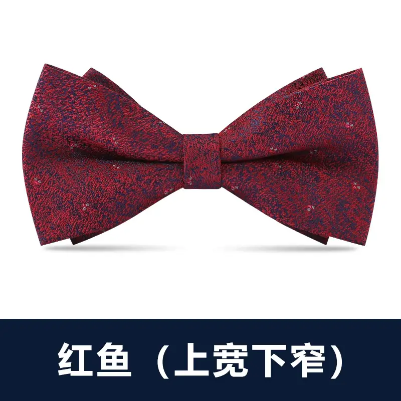 Men's Double Tie Groom Bow Set Wine Red Black Wedding - Image 11