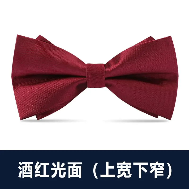 Men's Double Tie Groom Bow Set Wine Red Black Wedding - Image 12