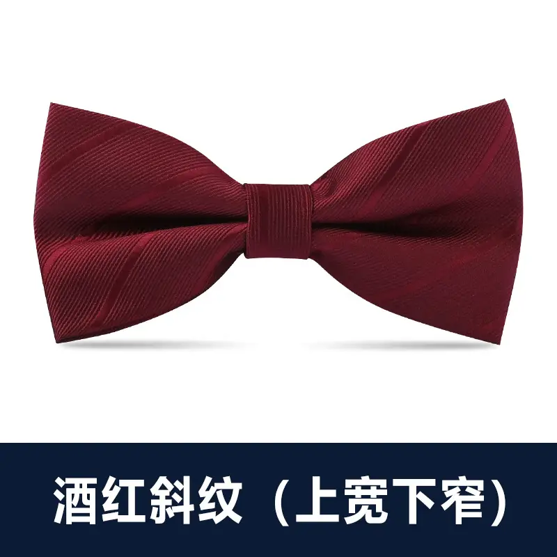 Men's Double Tie Groom Bow Set Wine Red Black Wedding - Image 16