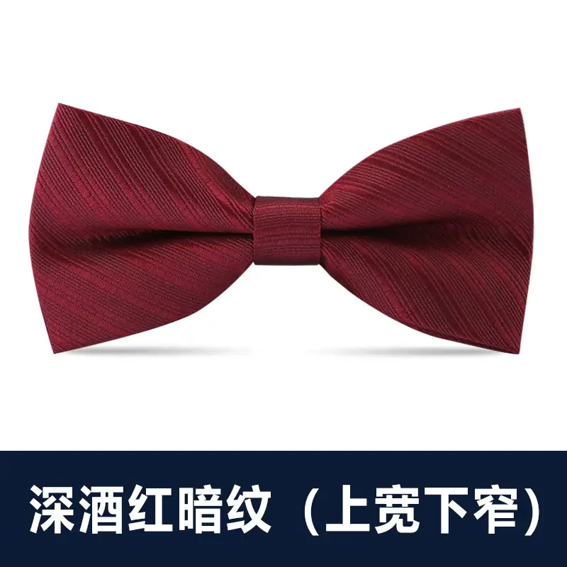 Men's Double Tie Groom Bow Set Wine Red Black Wedding - Image 17