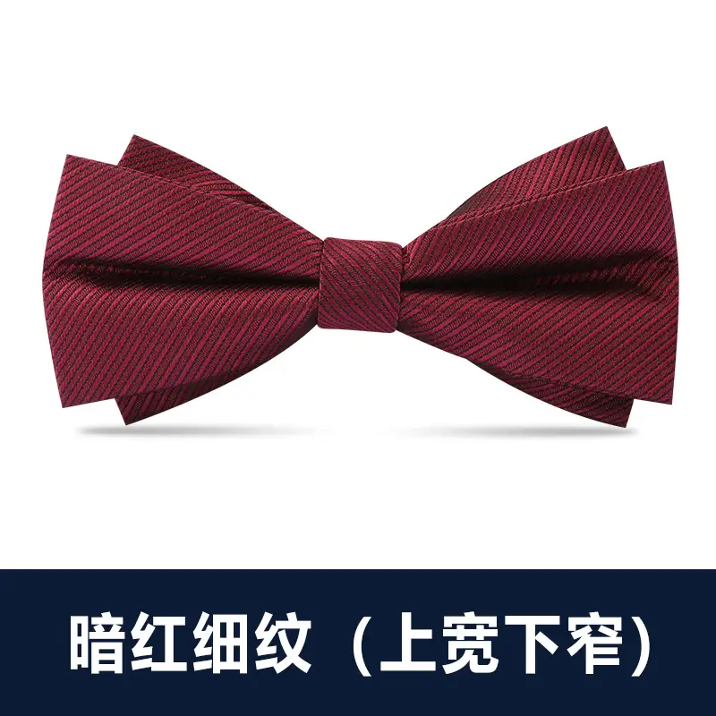 Men's Double Tie Groom Bow Set Wine Red Black Wedding - Image 3
