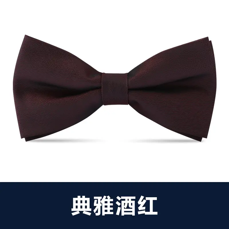 Men's Double Tie Groom Bow Set Wine Red Black Wedding - Image 4