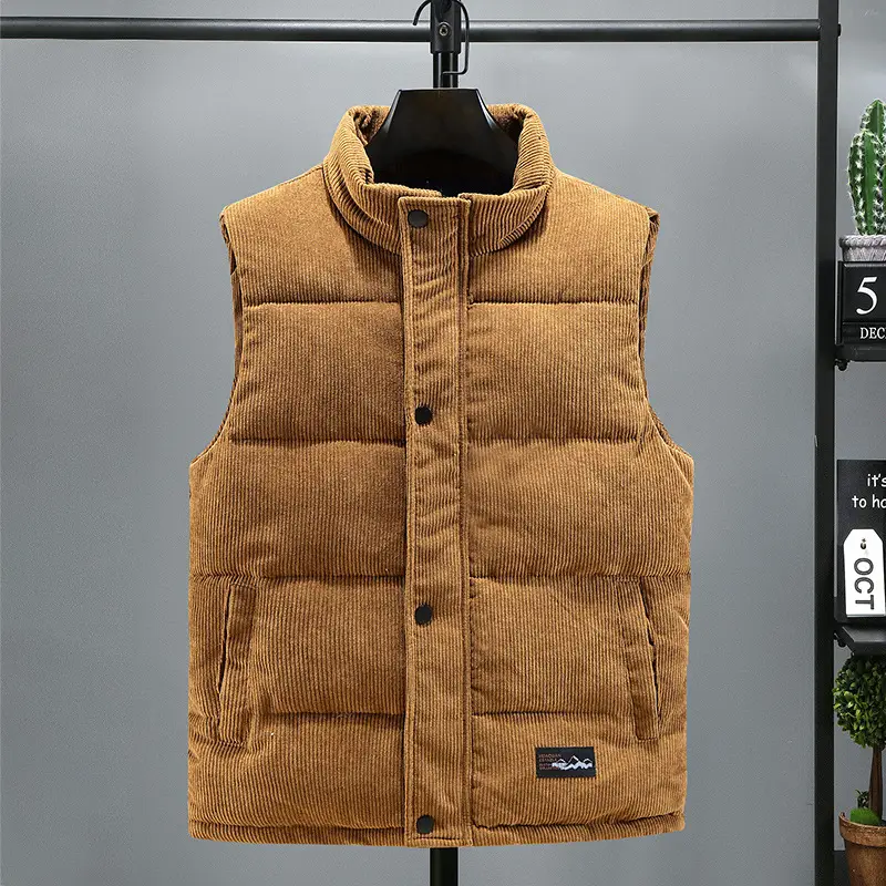 Men's Black Corduroy Vest Winter Warm Casual - Image 3
