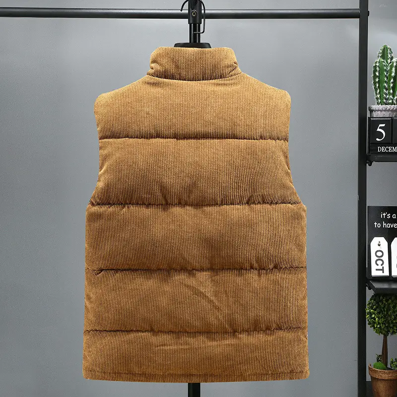 Men's Black Corduroy Vest Winter Warm Casual - Image 7