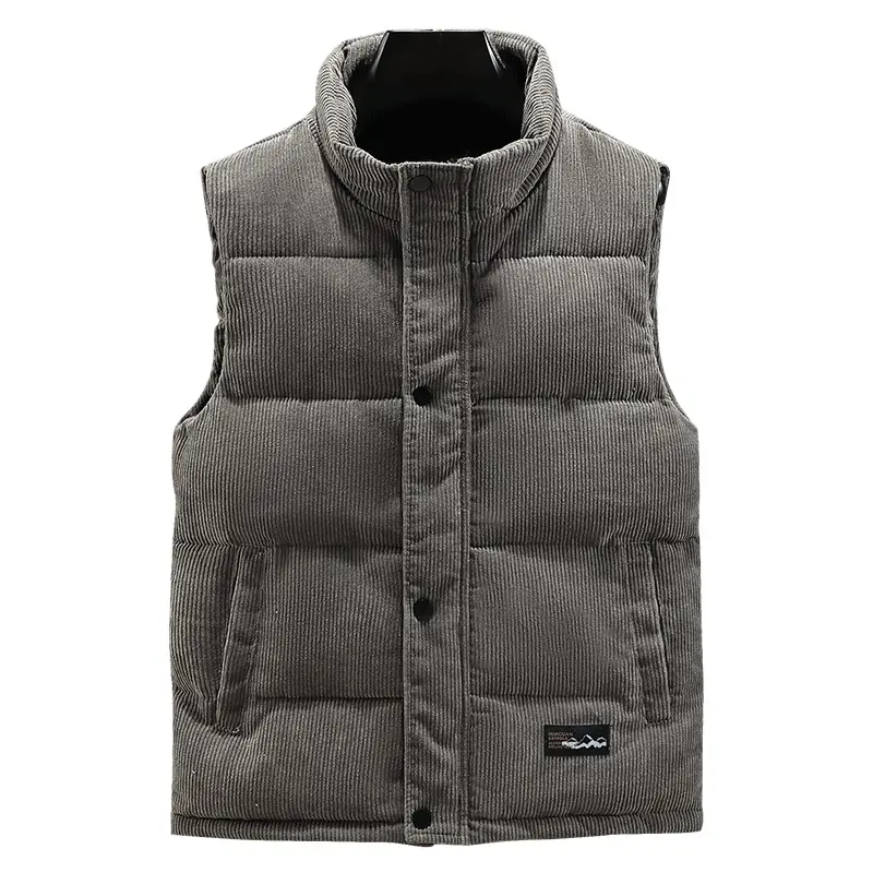 Men's Black Corduroy Vest Winter Warm Casual - Image 4