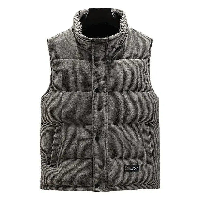 Men's Black Corduroy Vest Winter Warm Casual