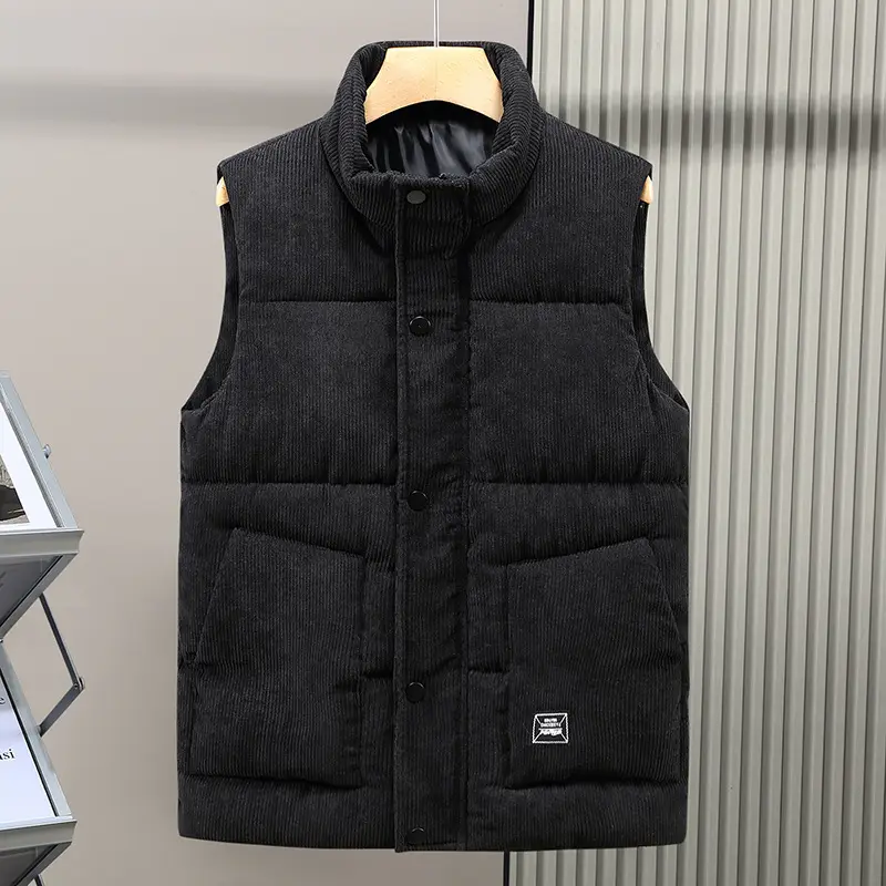 Men's Black Corduroy Vest Winter Warm Casual - Image 5