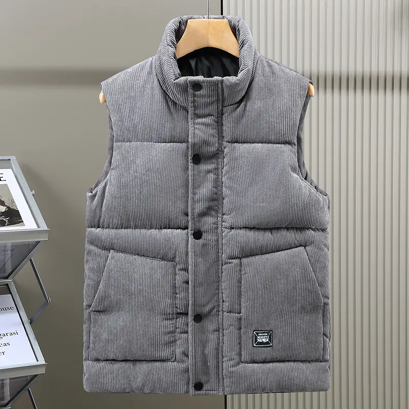 Men's Black Corduroy Vest Winter Warm Casual - Image 6