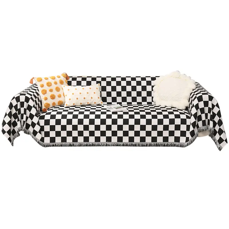 Nordic Checkboard Sofa Cover for 4 Seater Double Sided Dustproof - Image 8