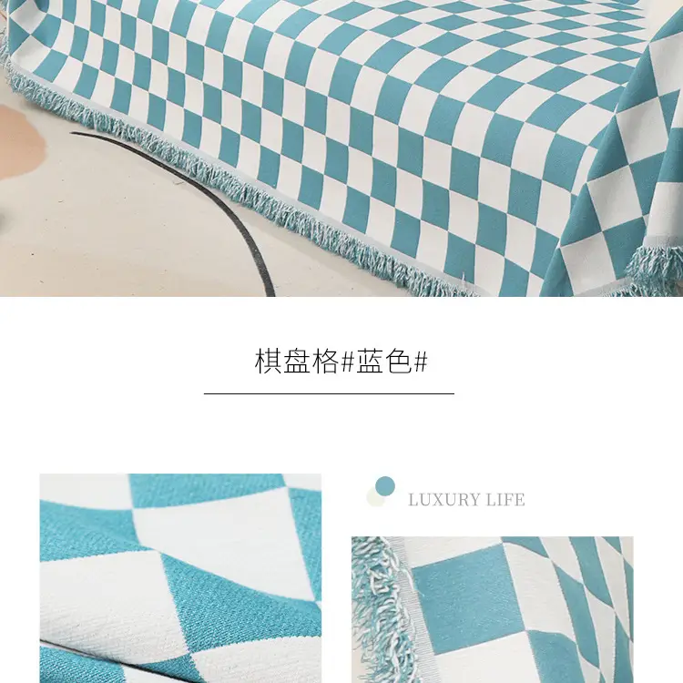 Nordic Checkboard Sofa Cover for 4 Seater Double Sided Dustproof — feature 28
