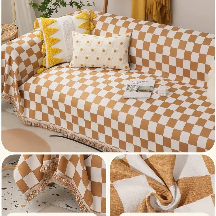 Nordic Checkboard Sofa Cover for 4 Seater Double Sided Dustproof - Image 2