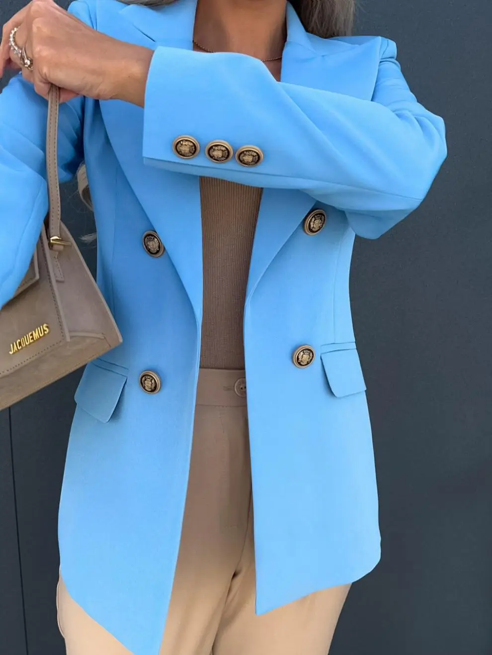 Double Breasted Suit Coat Women Navy Blue Small — feature 5