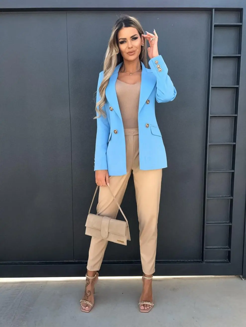 Double Breasted Suit Coat Women Navy Blue Small — feature 7