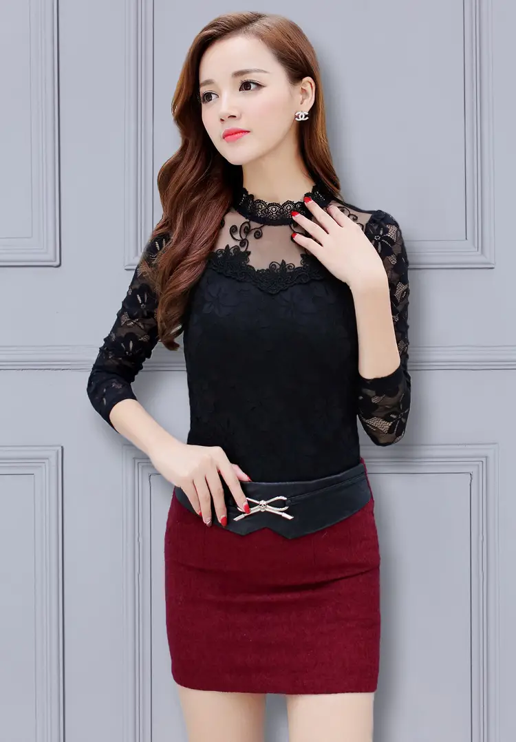 2024 Lace Base Shirt Women Large Size Slim Fit — feature 13