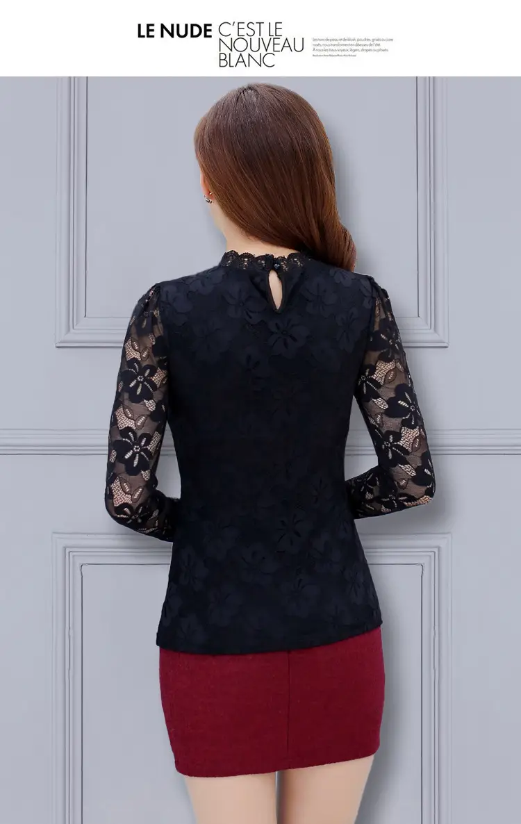 2024 Lace Base Shirt Women Large Size Slim Fit — feature 14
