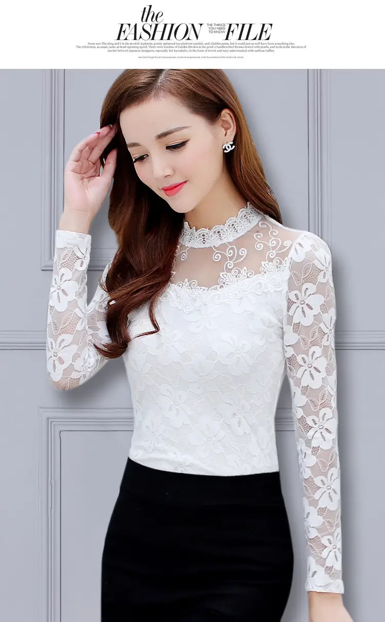 2024 Lace Base Shirt Women Large Size Slim Fit — feature 16
