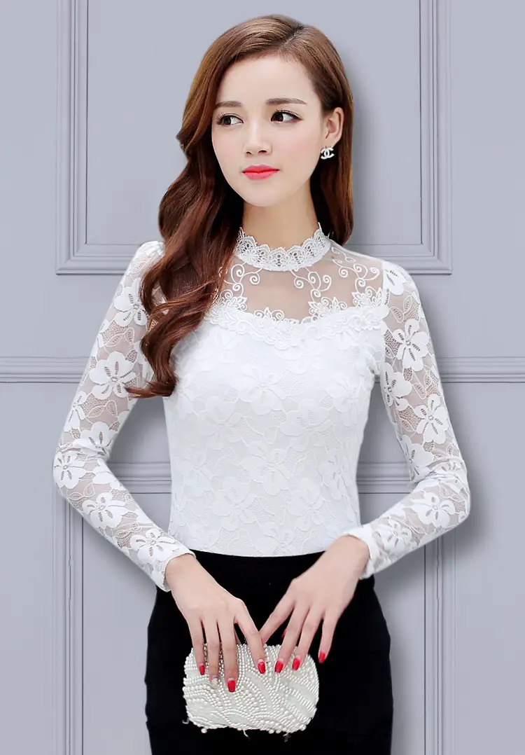 2024 Lace Base Shirt Women Large Size Slim Fit — feature 17