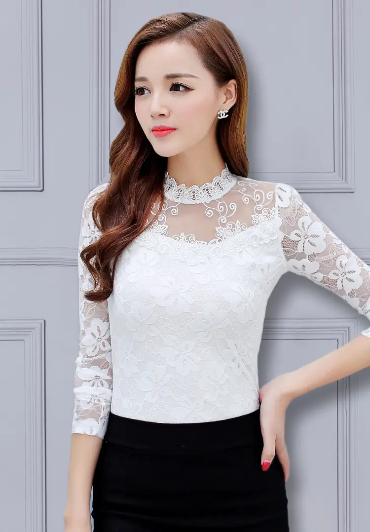 2024 Lace Base Shirt Women Large Size Slim Fit — feature 18