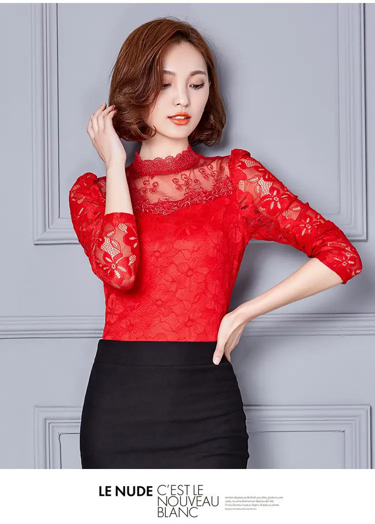 2024 Lace Base Shirt Women Large Size Slim Fit — feature 23