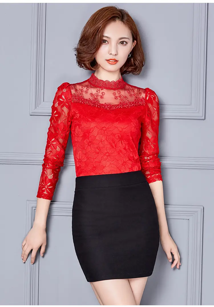 2024 Lace Base Shirt Women Large Size Slim Fit — feature 24