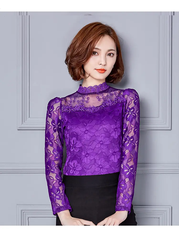 2024 Lace Base Shirt Women Large Size Slim Fit — feature 26