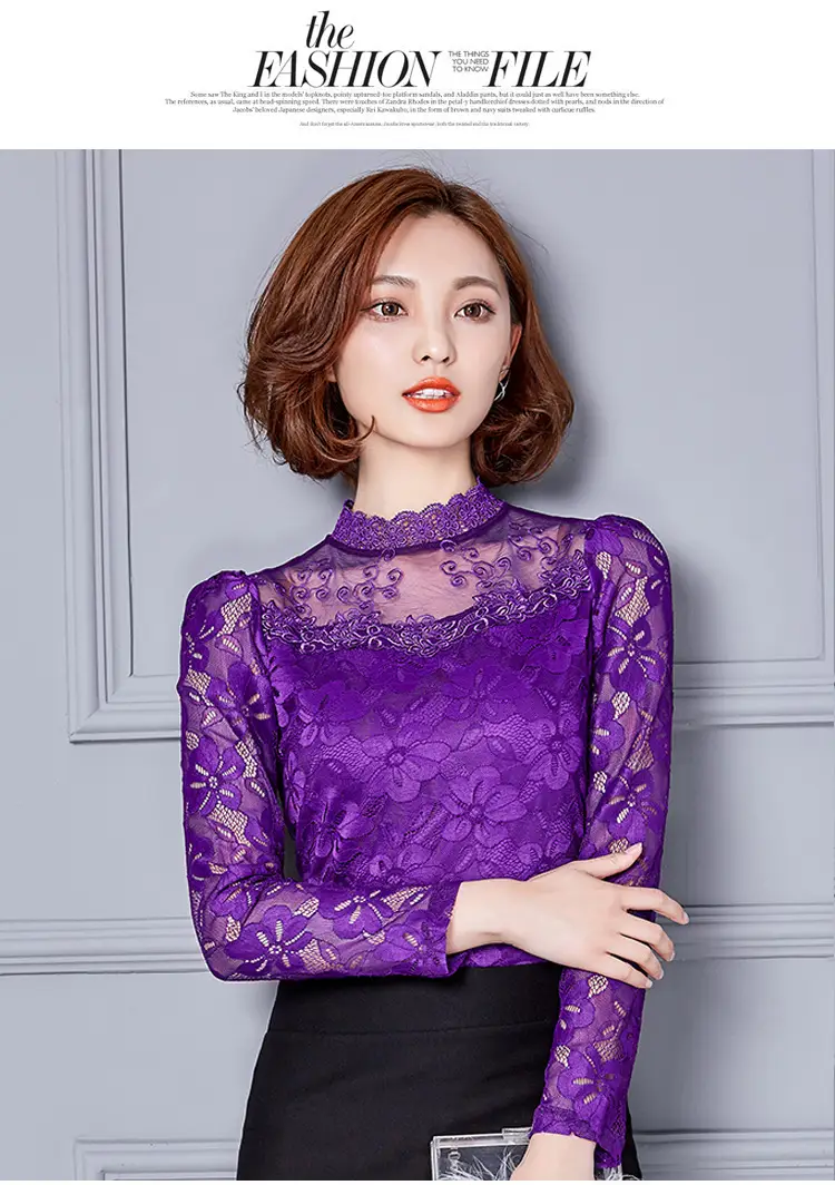 2024 Lace Base Shirt Women Large Size Slim Fit — feature 27