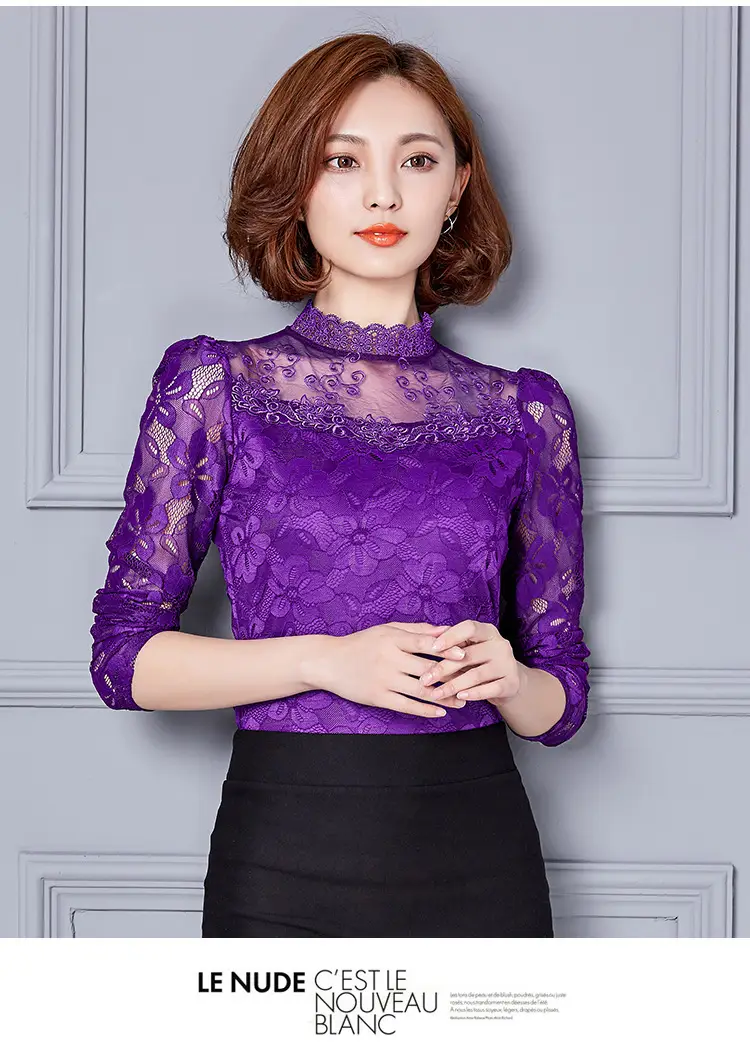2024 Lace Base Shirt Women Large Size Slim Fit — feature 29