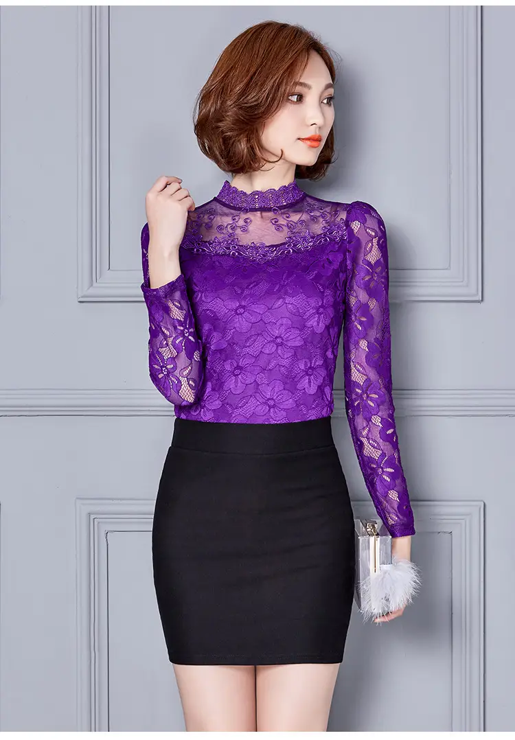 2024 Lace Base Shirt Women Large Size Slim Fit — feature 31