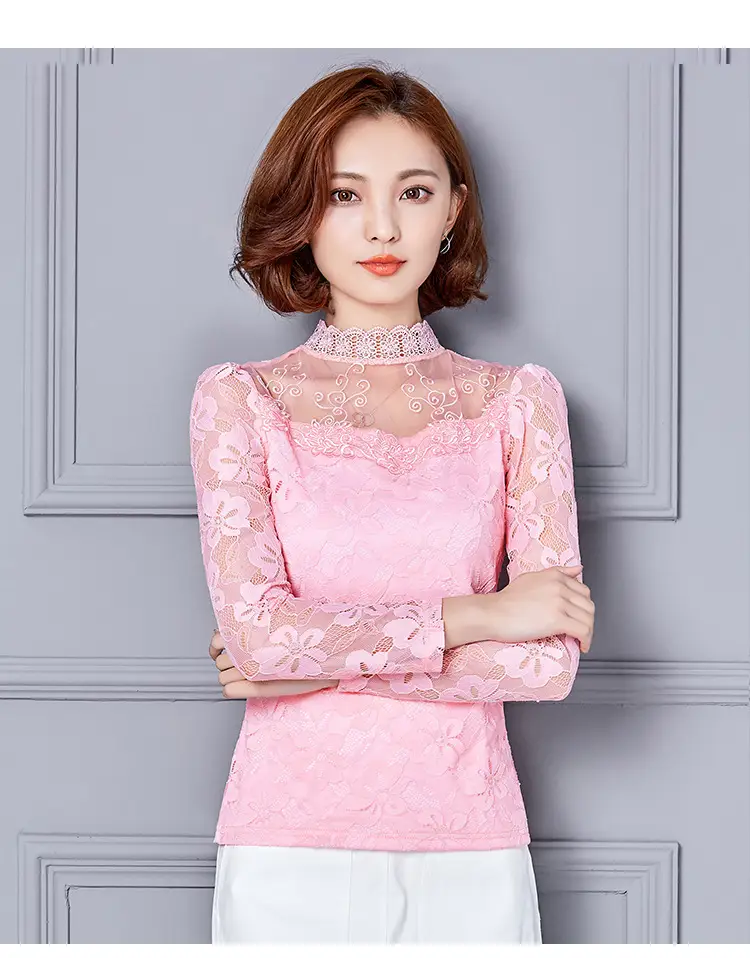 2024 Lace Base Shirt Women Large Size Slim Fit — feature 32