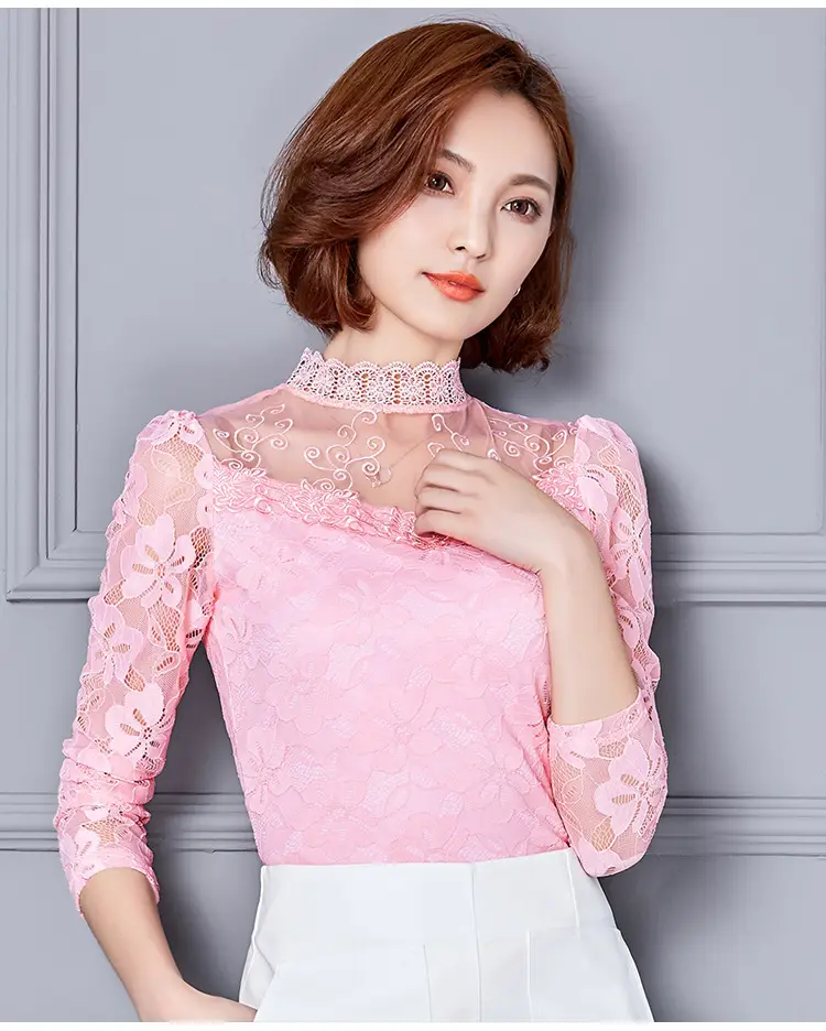 2024 Lace Base Shirt Women Large Size Slim Fit — feature 34