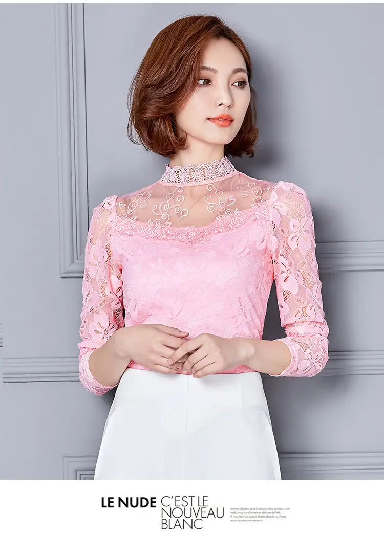 2024 Lace Base Shirt Women Large Size Slim Fit — feature 35