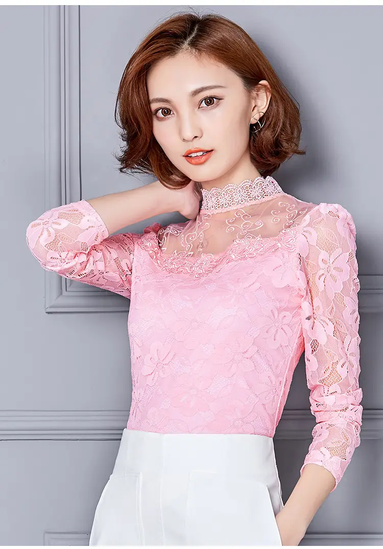 2024 Lace Base Shirt Women Large Size Slim Fit — feature 36