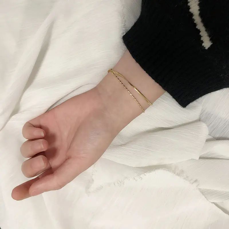 Double-layer Snake Bone Bracelet Gold Color-free Women - Image 4