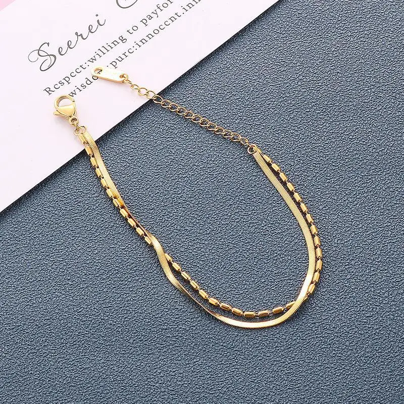 Double-layer Snake Bone Bracelet Gold Color-free Women - Image 5