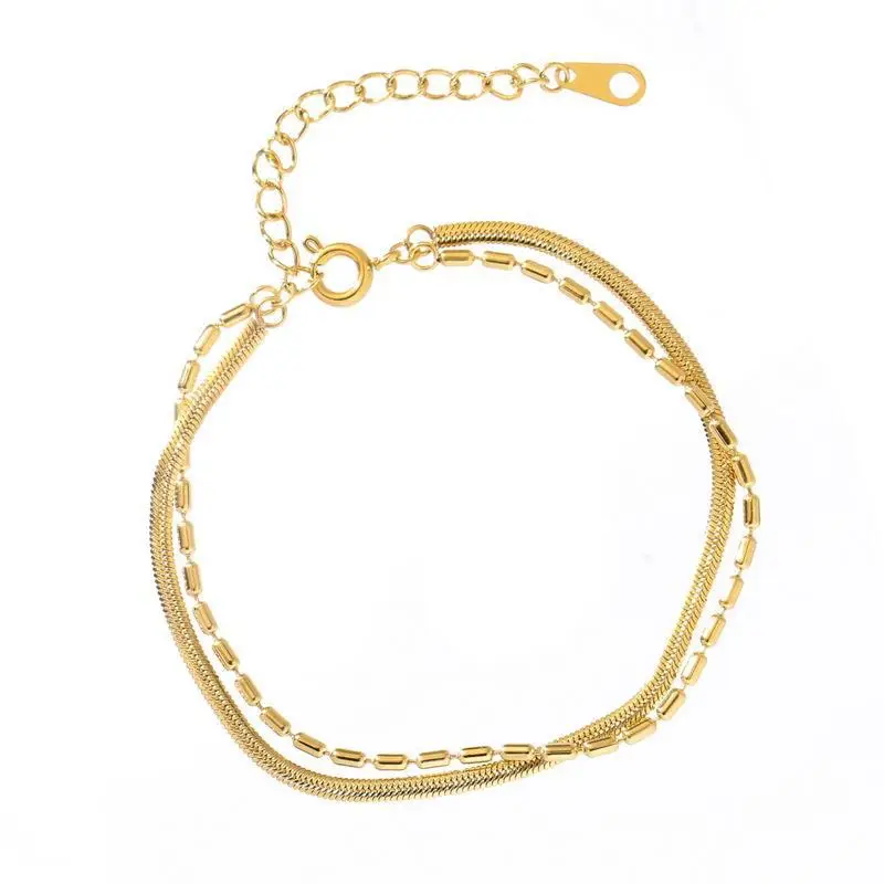 Double-layer Snake Bone Bracelet Gold Color-free Women - Image 6