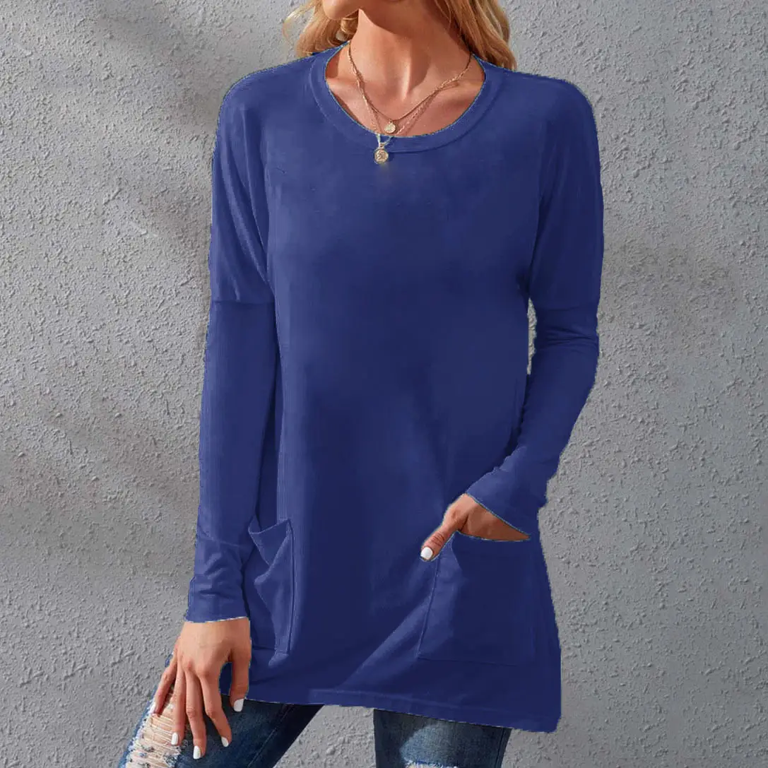 Women Black Long Sleeve Round Neck T-Shirt Casual Wear