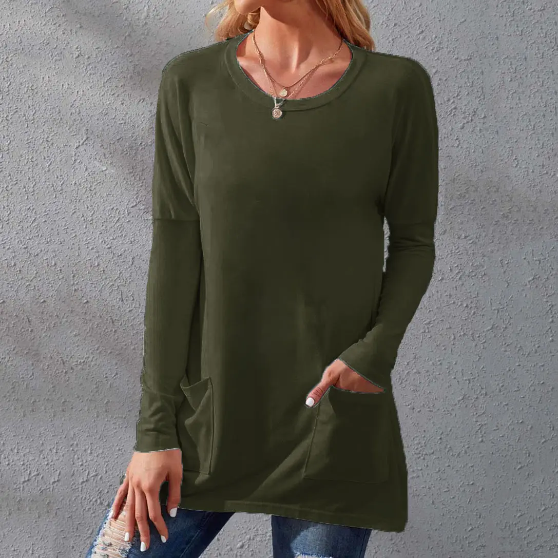 Women Black Long Sleeve Round Neck T-Shirt Casual Wear