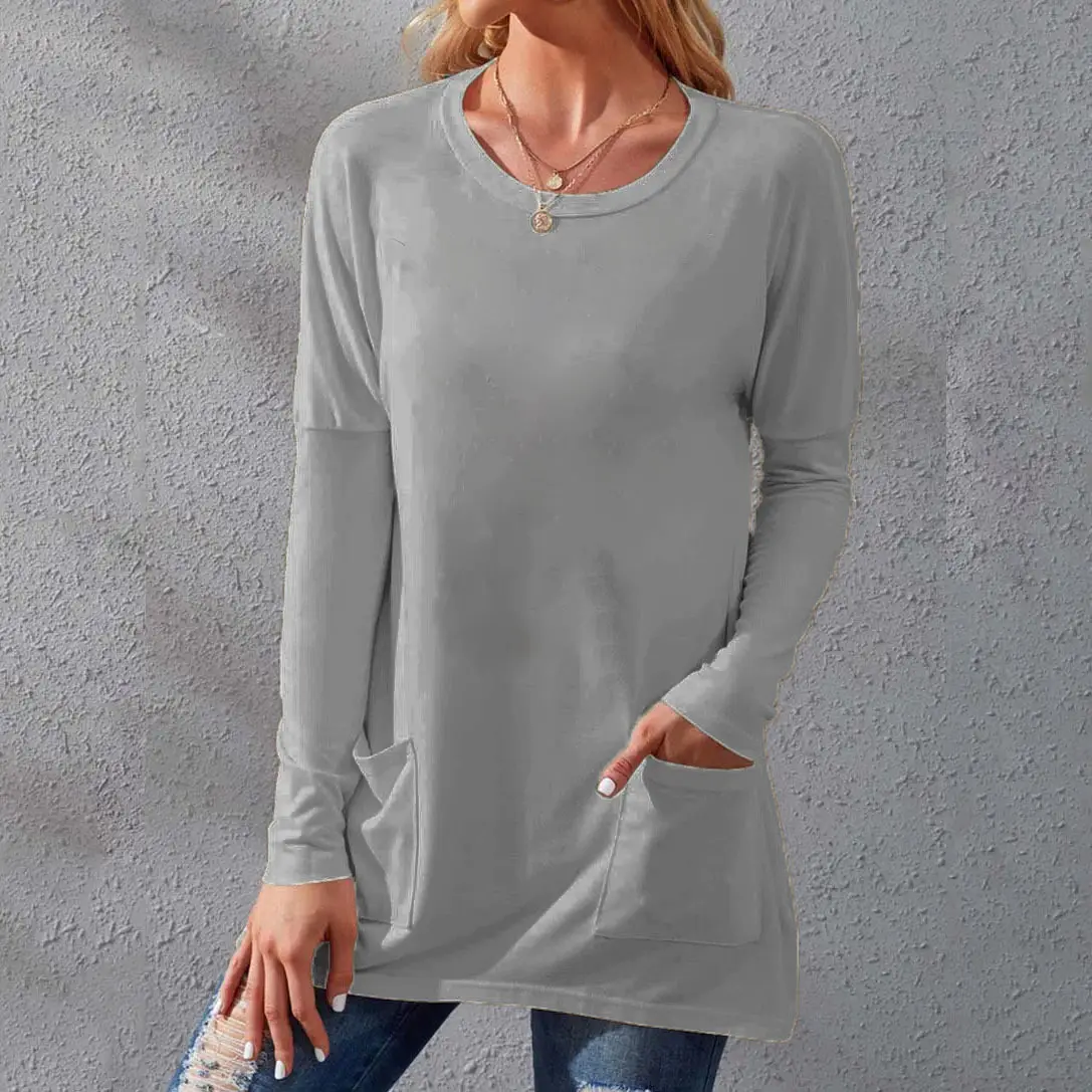 Women Black Long Sleeve Round Neck T-Shirt Casual Wear