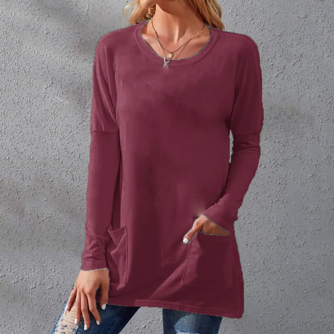 Women Black Long Sleeve Round Neck T-Shirt Casual Wear