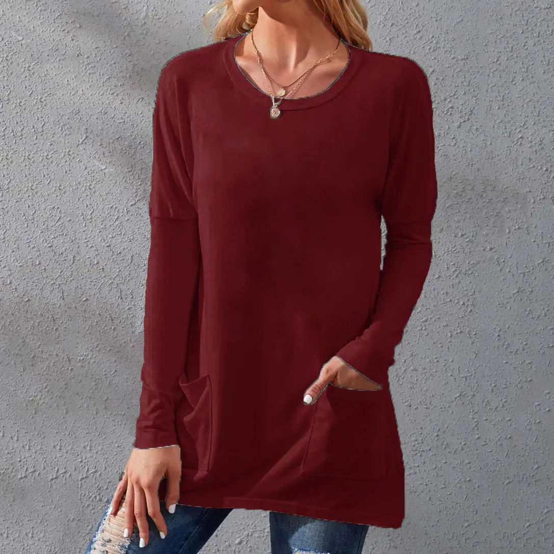 Women Black Long Sleeve Round Neck T-Shirt Casual Wear