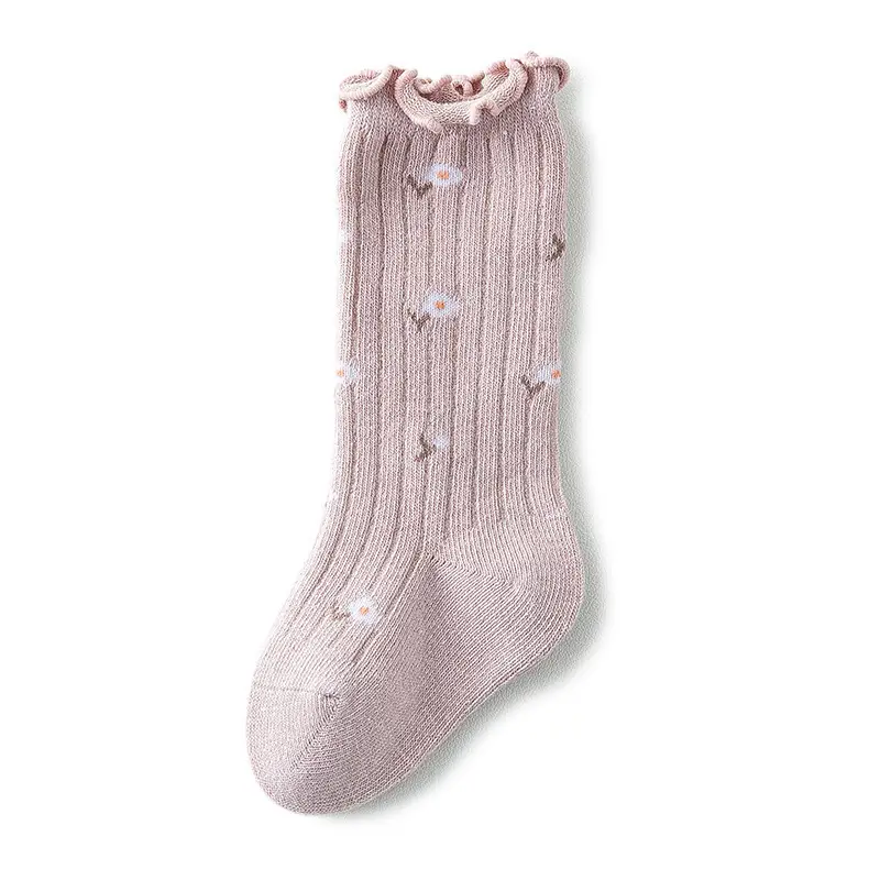 Children's White Floral Mid-Tube Socks Spring Autumn Cotton - Image 3