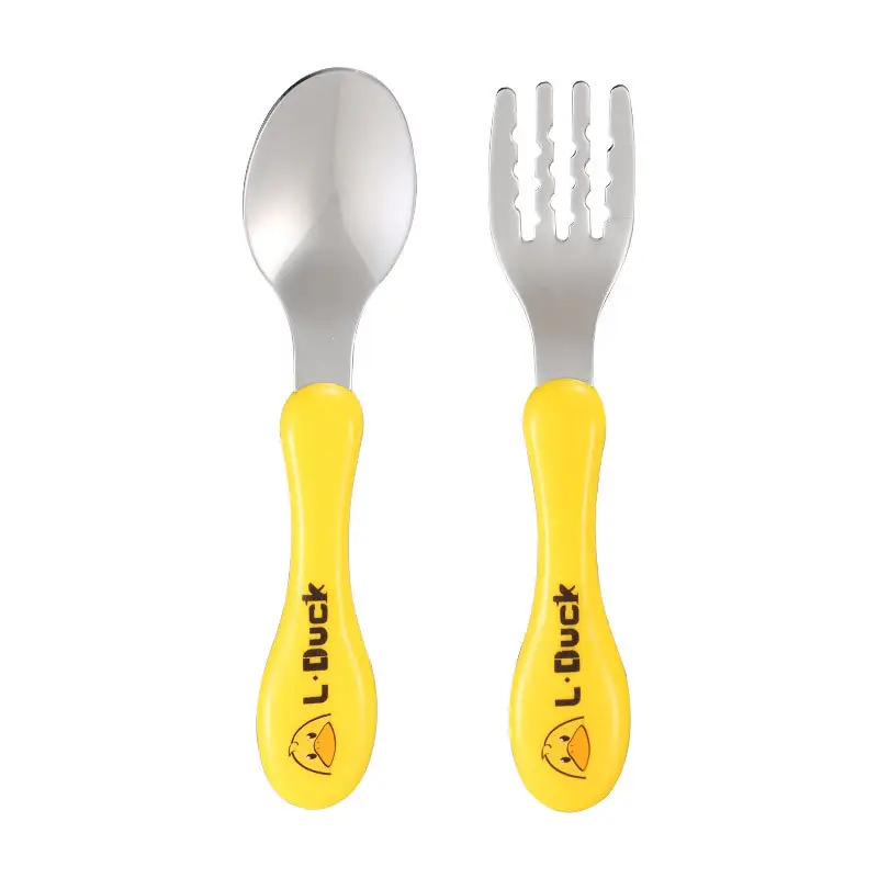 Yellow Duck Stainless Steel Fork Spoon Set for Kids 3-6Y - Image 9
