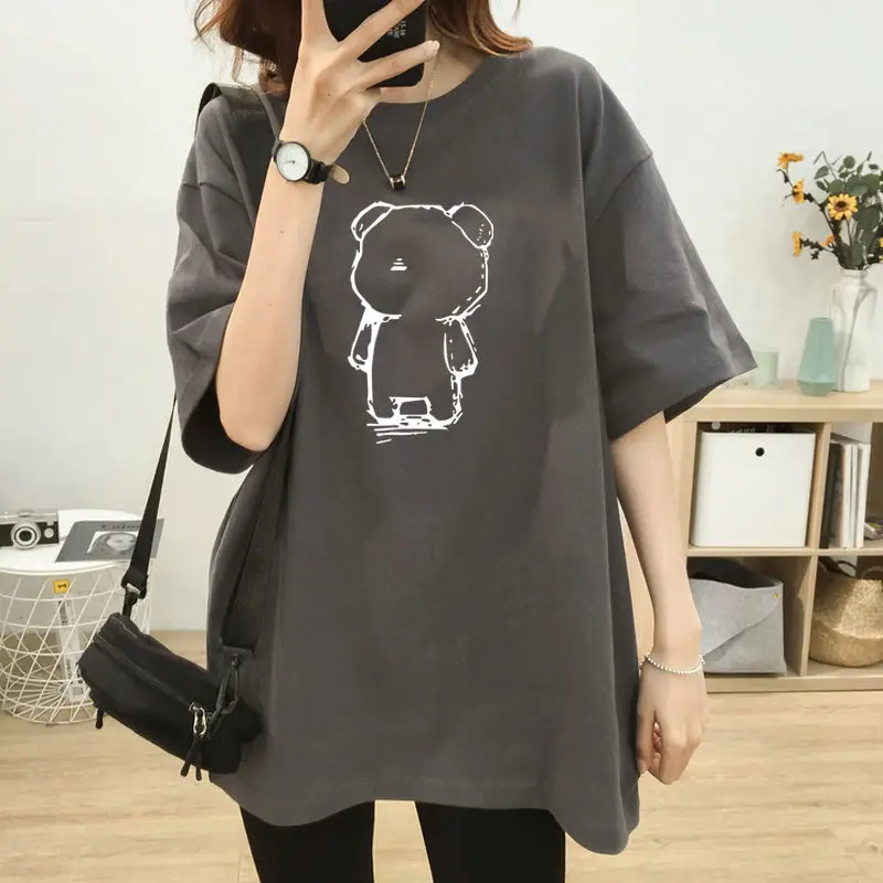 Trendy Yellow Smile Print T-shirt for Women Mid Length Loose Fit - Image 23