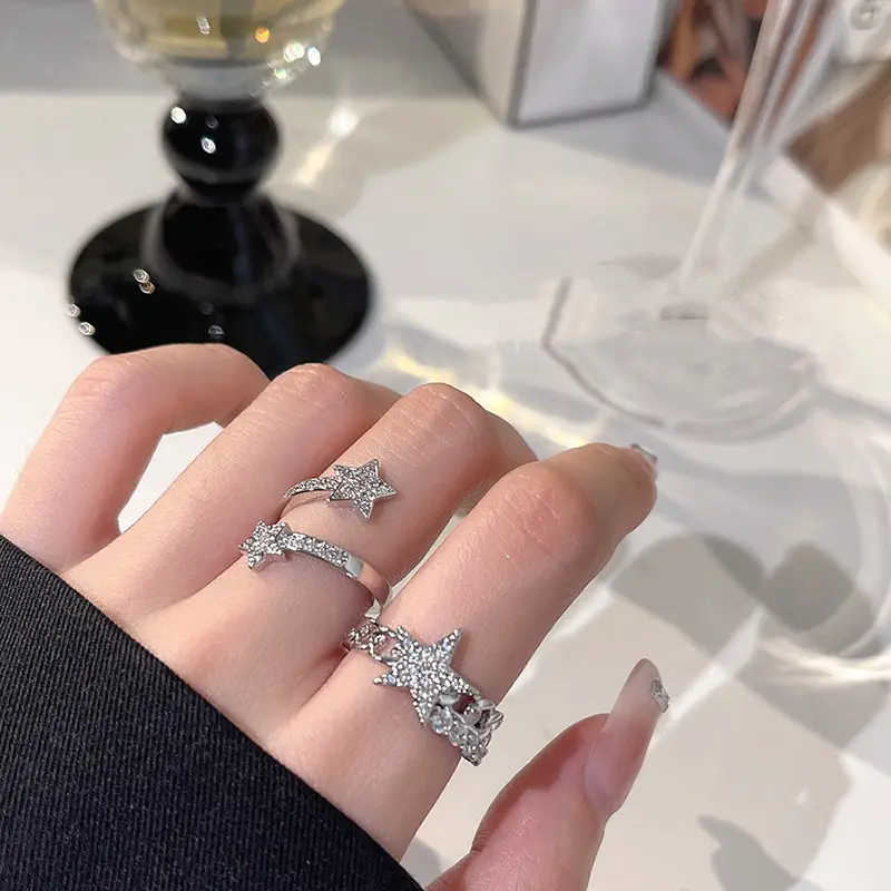 Women's Star Design Zircon Ring Set - Image 5