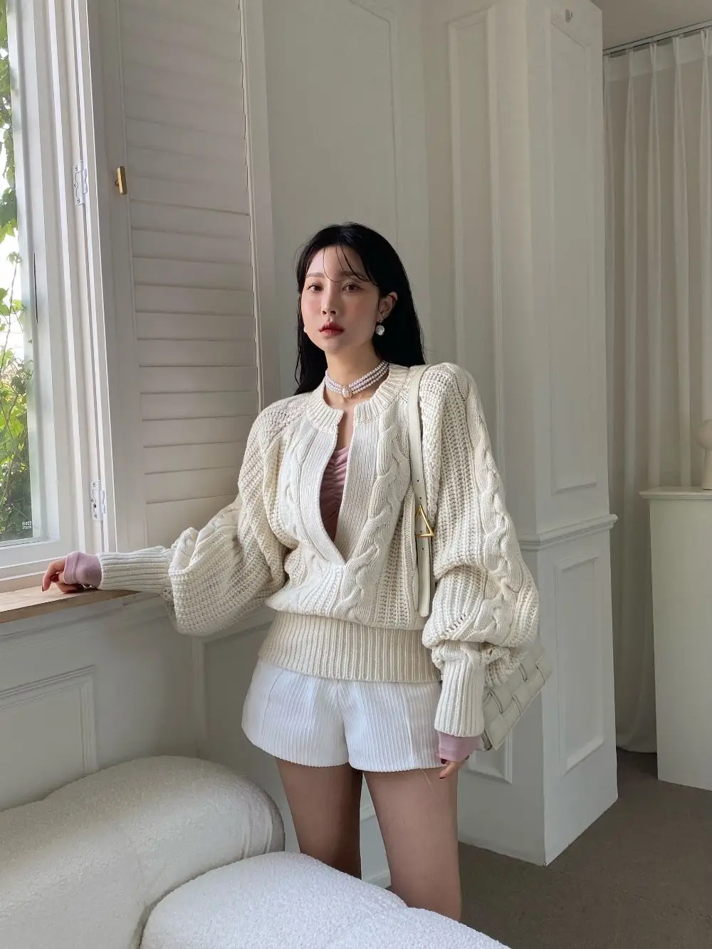Women's Korean Chic Neck Sweater Brown Knitted 2023 — feature 2